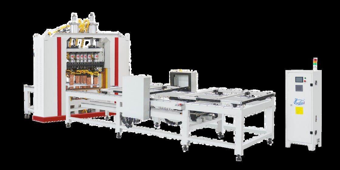 Machine à souder les treillis métalliques de type cantilever avec une longueur de soudure effective de 3000 mm et un alimentateur à double couche comprenant 20 jeux de têtes de soudage