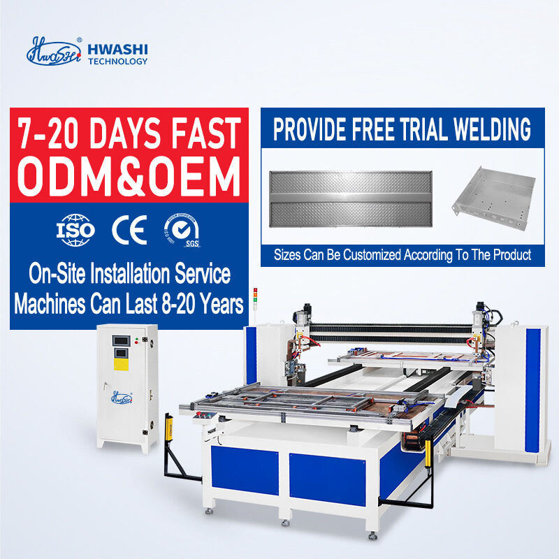 Machine de soudage par points pour treillis métallique automatique Hwashi avec 6-16 têtes de soudage contrôlables indépendamment, système de contrôle basé sur PLC et alimentation à onduleur IGBT