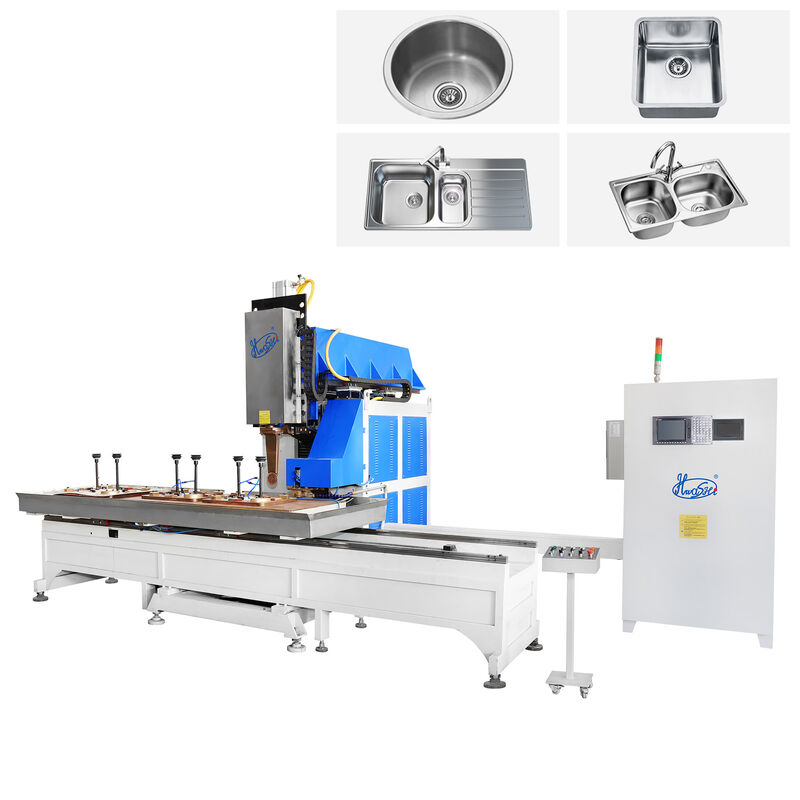 Machine de soudage d'évier en acier inoxydable avec diamètre de roue de meulage de 50 mm, courant de soudage de 1000 A et fonctionnement semi-automatique pour la production d'éviers de cuisine
